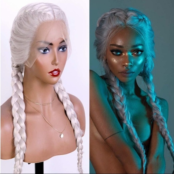 22” GREY braided lace front wig * NEW*